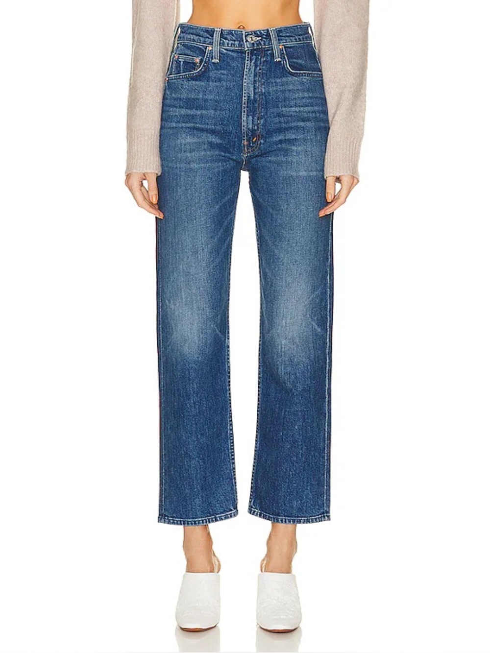 MOTHER High Waisted Study Hover Straight-Leg Denim Jeans